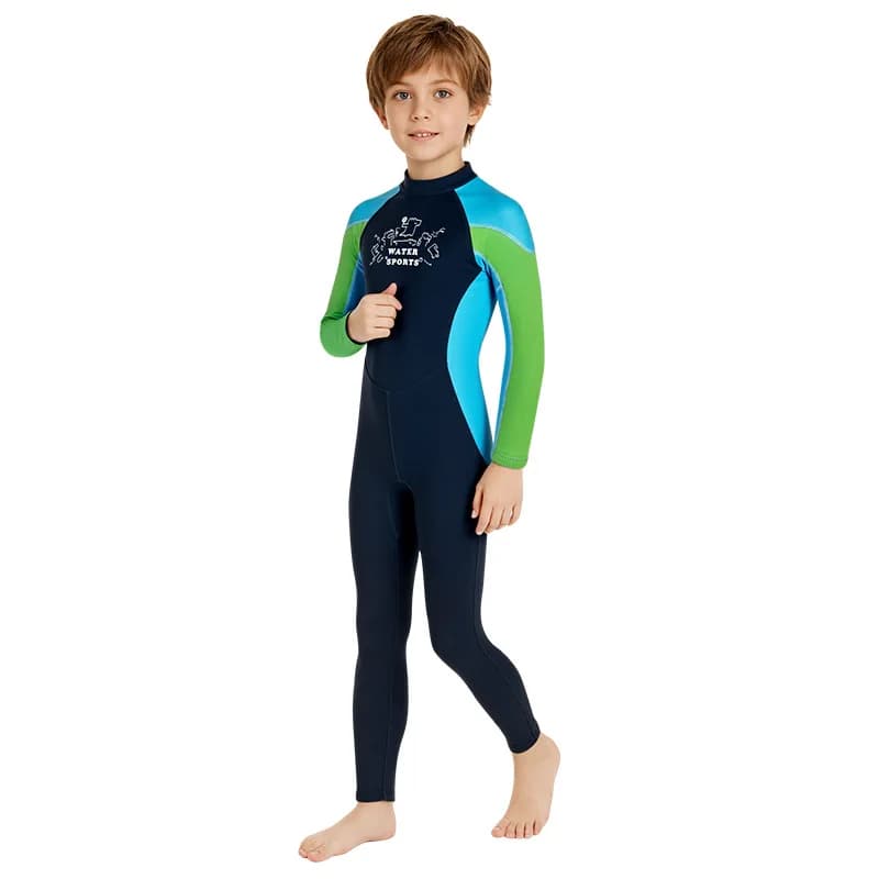 Muta subacquea termica in neoprene da 2,5 mm per bambini, con cerniera posteriore, a manica lunga, per surf, nuoto, snorkeling e sport acquatici