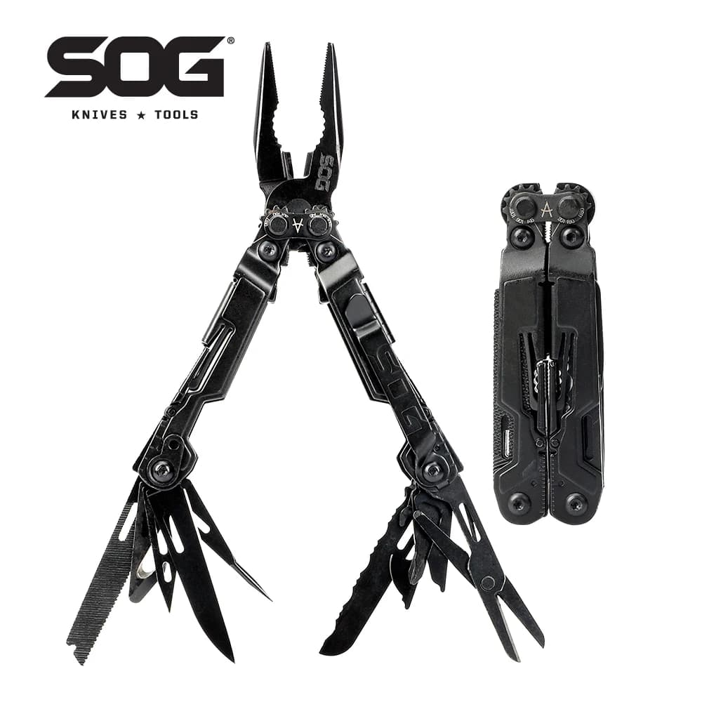 SOG 18 in 1 PowerPint Mini Multi-tool Stainless Steel Pocket EDC Multifunctional Pliers with Folding Knife Screwdrivers Scissors For Survival Fishing Hiking Cycling Travel DIY Home Emergency Repair Portable Camping Tools and Safety Equipment Gift For Men