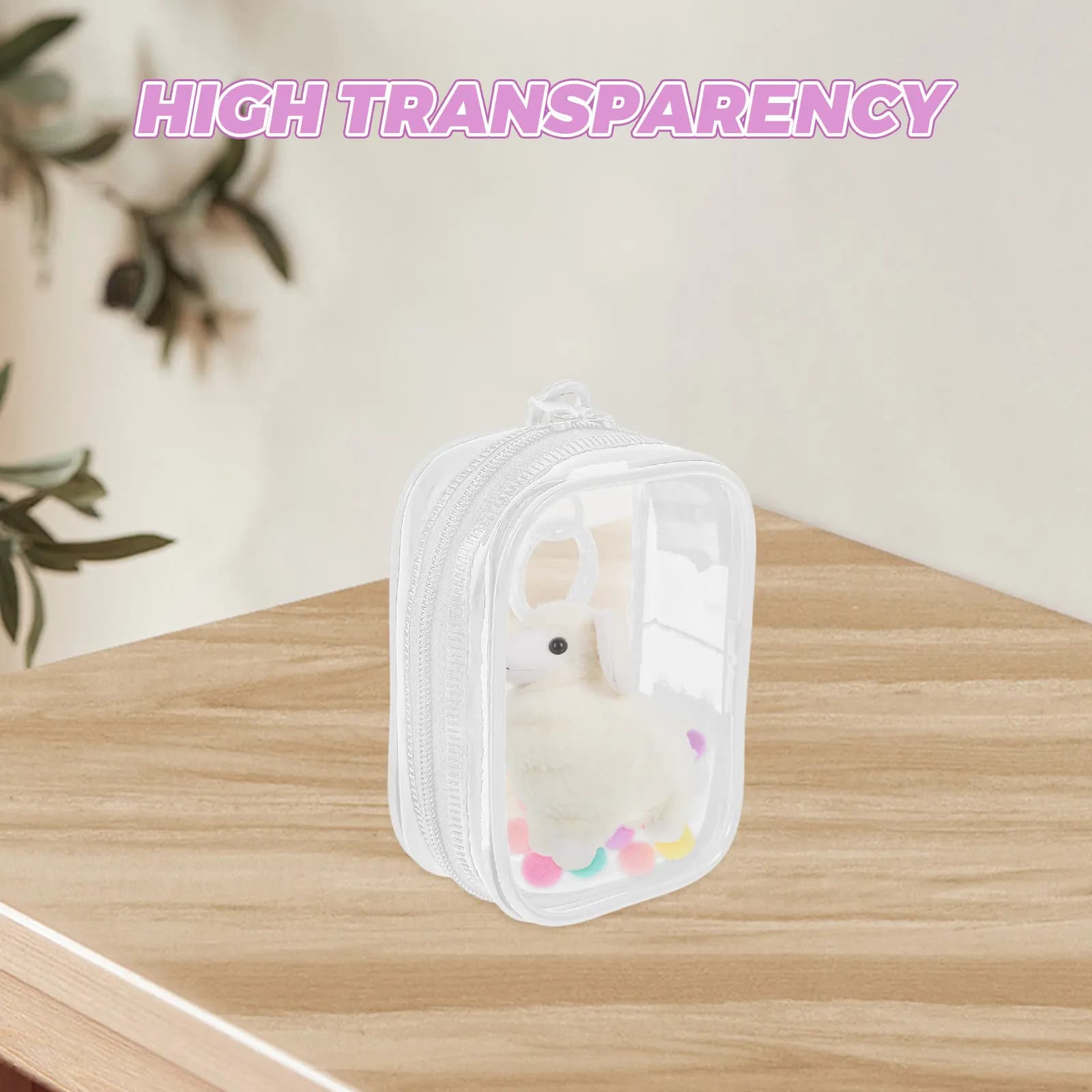 Clear Figures Storage Bag Keychain PVC Organizer Mini Figures Display Case Collectibles Box Organizer Pompom Ball