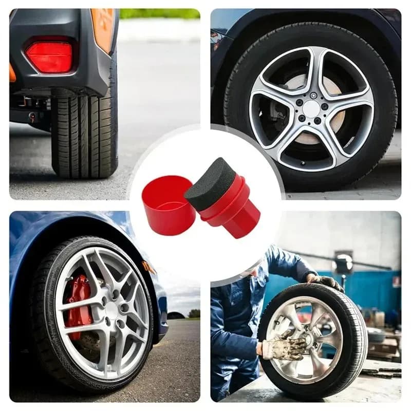 Spugna Curva per Lucidatura e Ceratura Ruote Auto con Copertura, Applicatore per Pulizia e Lucidatura Pneumatici, Accessori Auto
