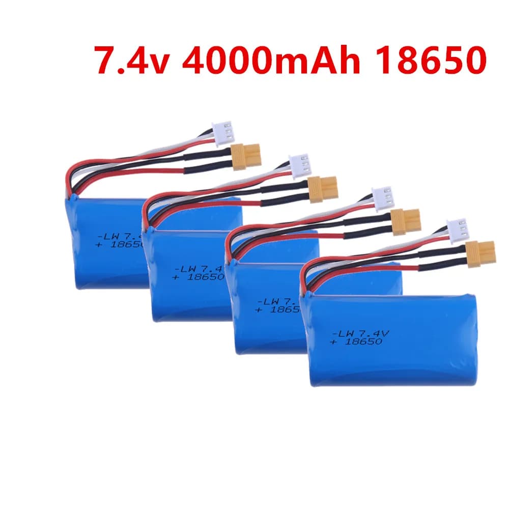 Batteria ricaricabile agli ioni di litio da 7.4V 4000mAh con connettore XT30 per accessori auto giocattolo RC HUINA 580 1580 1583 1580-005 550 583 582