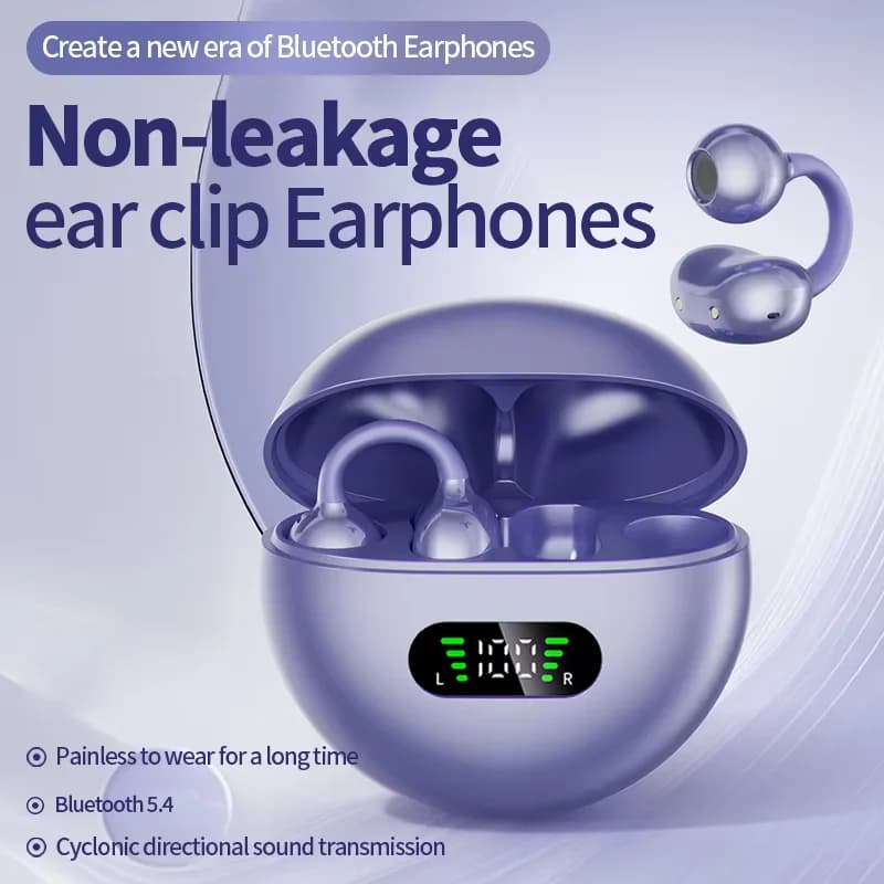 Cuffie Bluetooth sportive a clip aperte con display LED della carica, auricolari Bluetooth sportivi senza fili