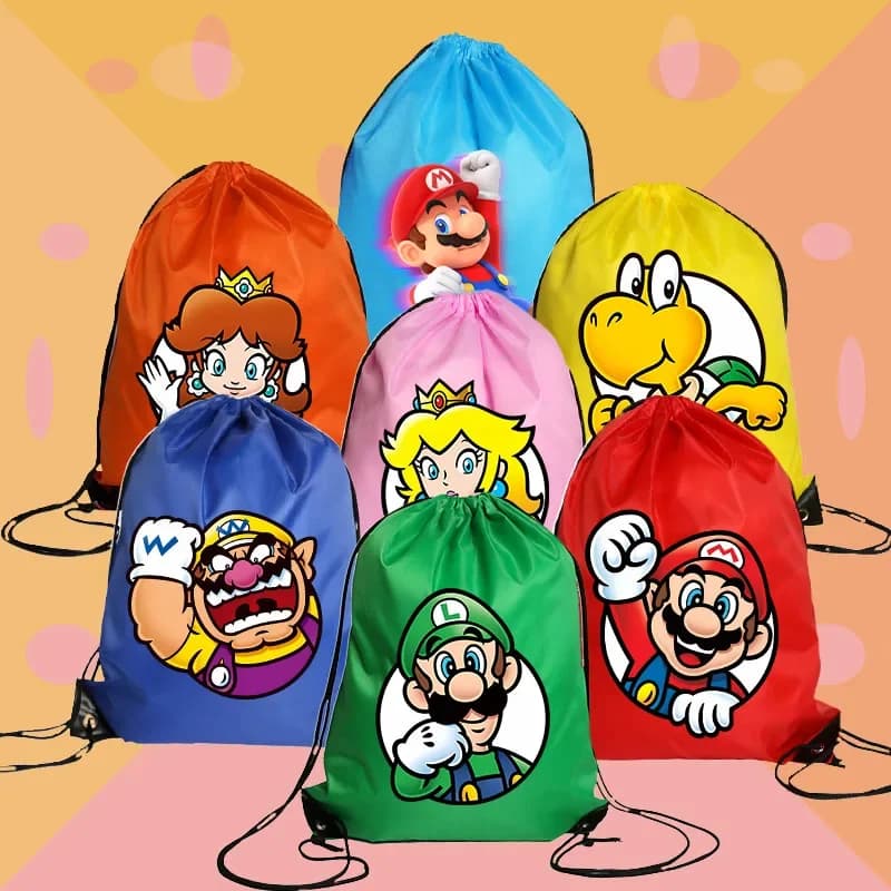 Super Bros Bundle Pocket Cartoon Anime Figures Drawstring Bags Kawaii Fashion Gift Bag Youth Large Capacity Sports Backpack Hot
