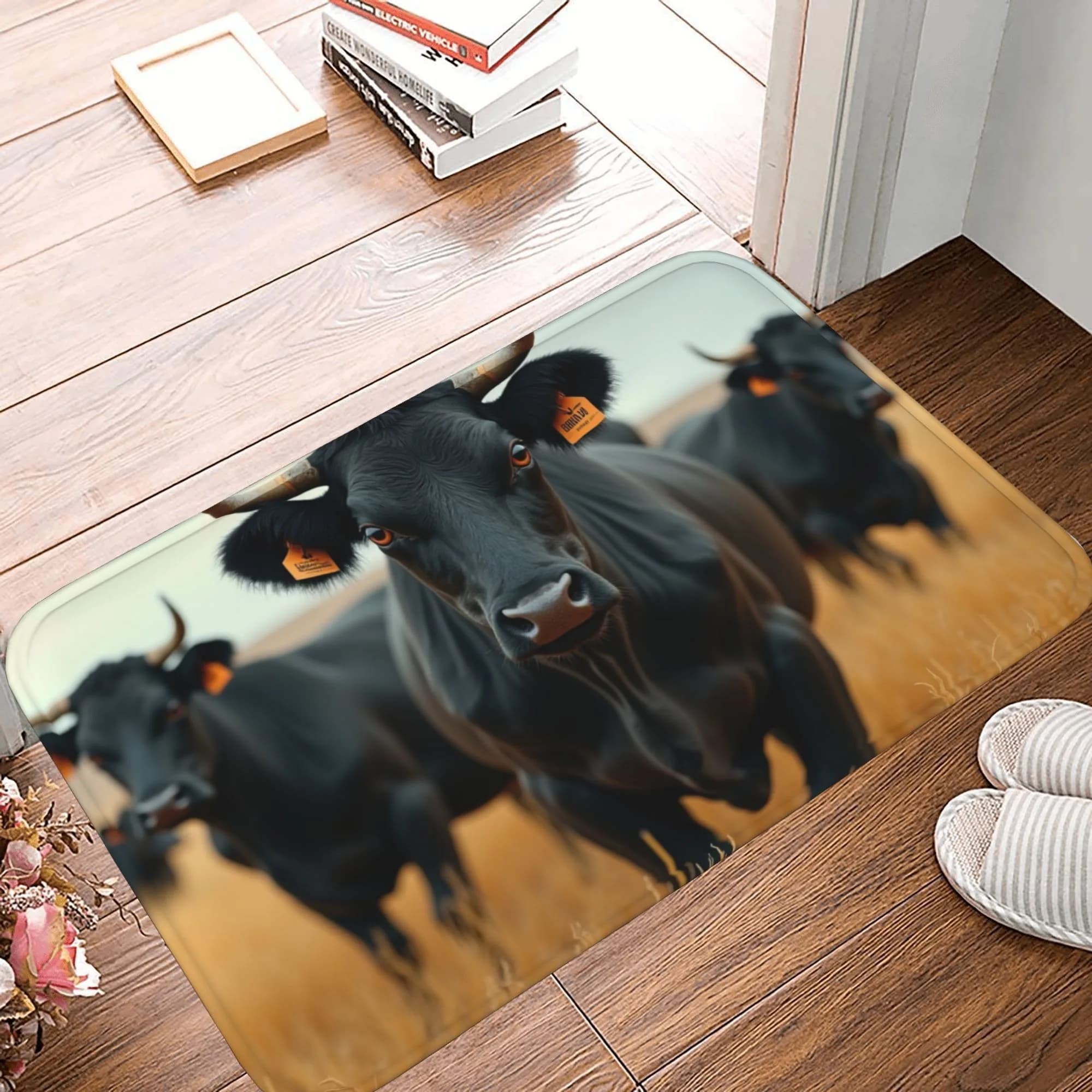 1PC Hightland Cattle Herd Kitchen Rug Non-Slip Door Mat Pop design Bathroom Rug Bath Mat Carpet for Home Sink Laundry Decor