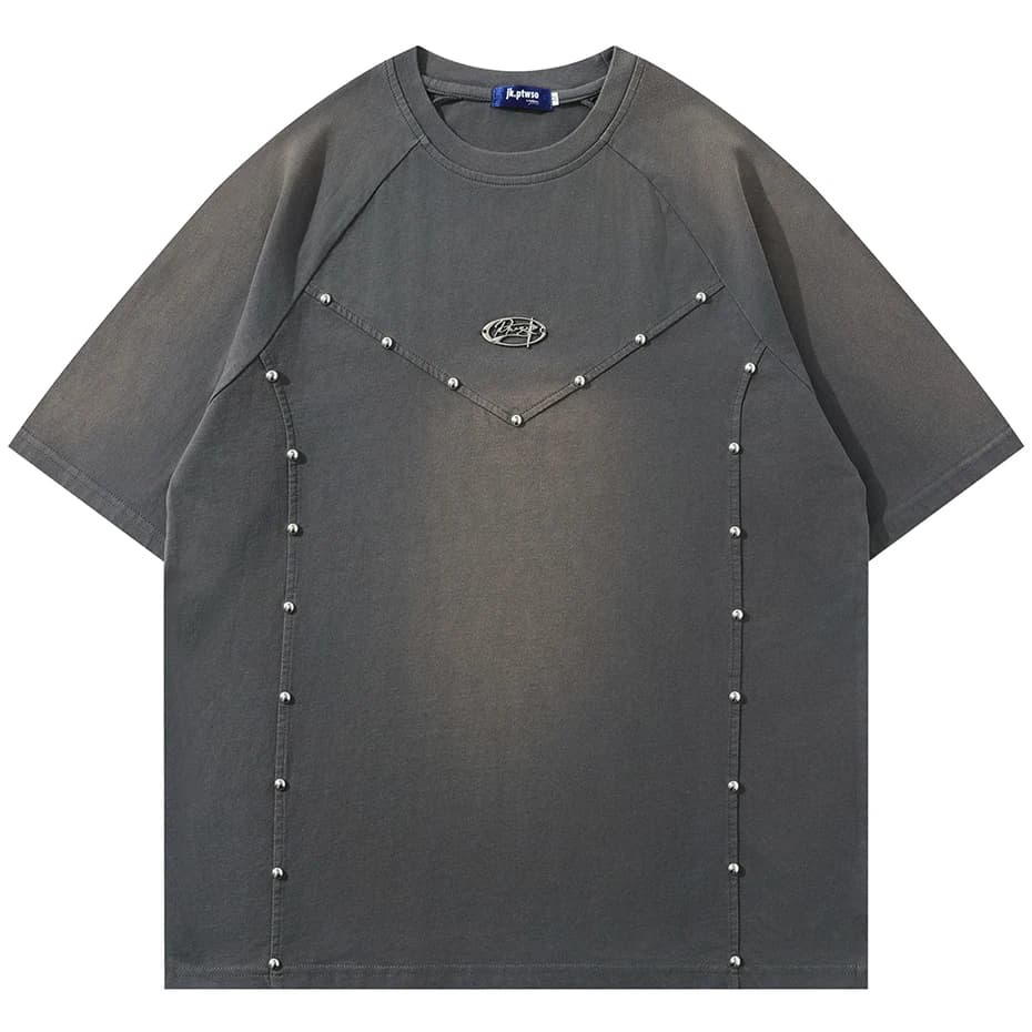 T-Shirt da Uomo con Ricami e Patchwork, Oversize, Stile Streetwear Harajuku Hip Hop, Magliette Y2K Casual e Comode