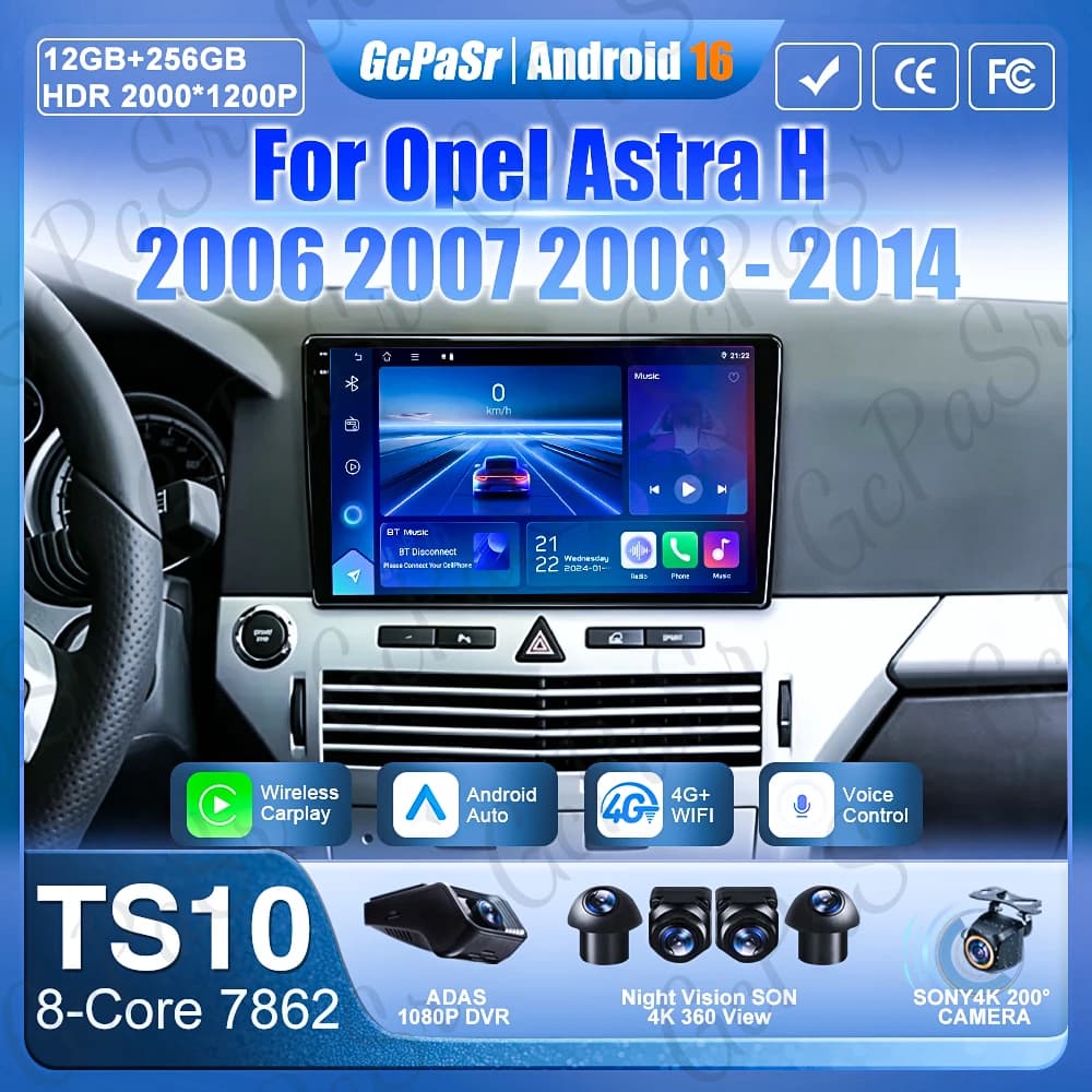 Android Auto For Opel Astra H 2006 2007 2008 - 2014 GPS Navigation Carplay Video Screen Car Radio 2k DSP 5G Wifi DVD Car Monitor
