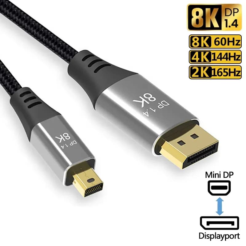 Cavo Mini DP a DP 8K 60Hz 4K 144Hz 2K 165Hz Displayport maschio a maschio Porta display MDP 1.4 cavi per monitor proiettore portatile