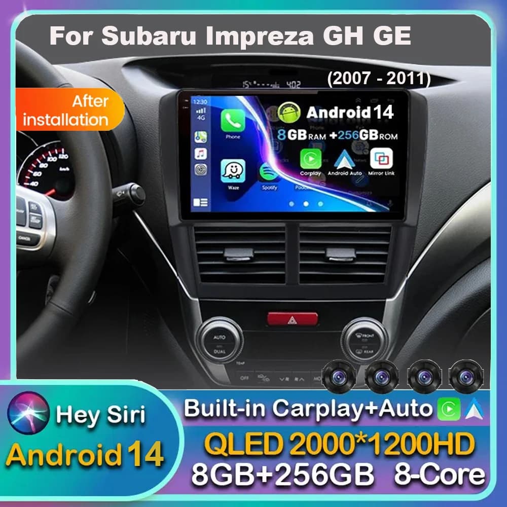 Android 16 Carplay Auto For Subaru Impreza GH GE 2007 2008 2009 2010 2011 Car Radio Multimedia Player Stereo Head Unit WiFi+4G
