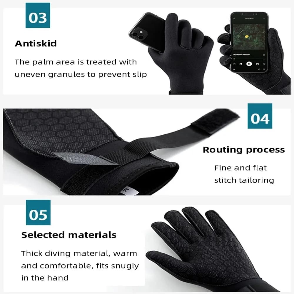 Guanti da sub da 3 mm Guanti da surf flessibili antiscivolo Guanti da snorkeling resistenti al taglio per la pesca subacquea Nuoto Rafting