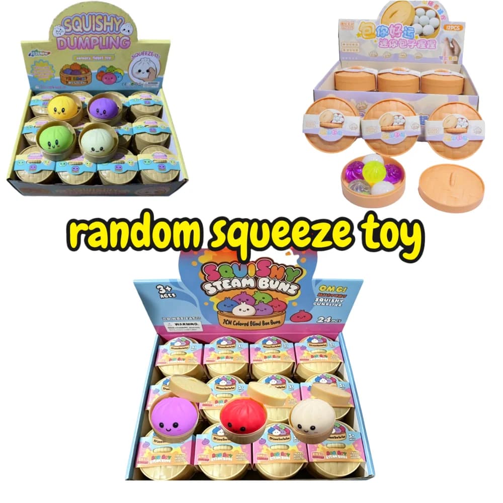 Blind Box Colorful SimulatedSqueeze Toy with Bamboo Steamer Soft TPR Dough Ball Decompression Fidget Toy Creative Funny Gift