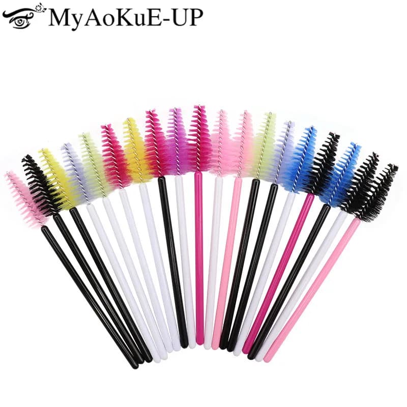 25 pcs Extension Eyelashes Supply Brushes Mascara Bacchetta Microbrush Eyebrow Cosmetic Eyelashes Apply Spoolie Brush