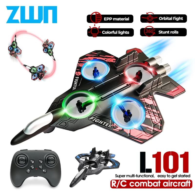 L101 2.4G RC Air Foam Flyer With LED Lights EPP Stunt Remote Control Foam Air Hunt Toys For Cap Gift