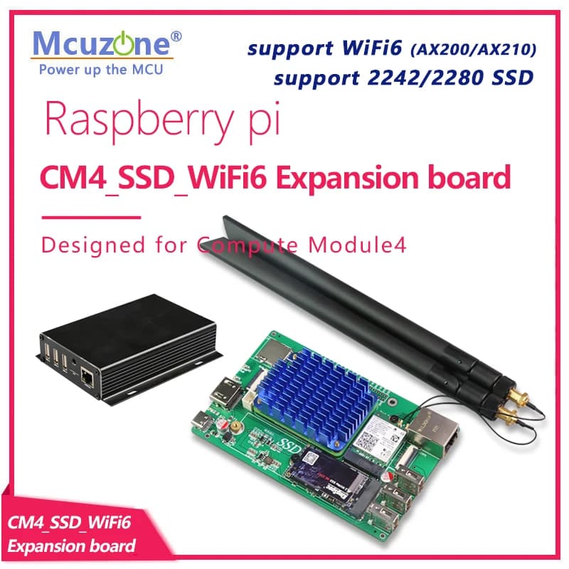 RPi CM4_SSD_WiFi6 Scheda di espansione PCIE M.2 KEY NVME 2280 2242 AX200 AX210 WIFI6E Ubuntu