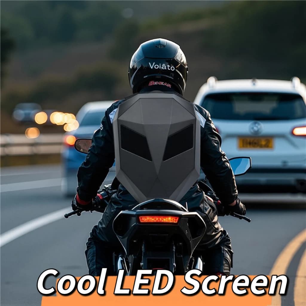 LED motorcycle backpack with Eye Glow pattern, waterproof laptop bag, school backpack for motorcycle helmet