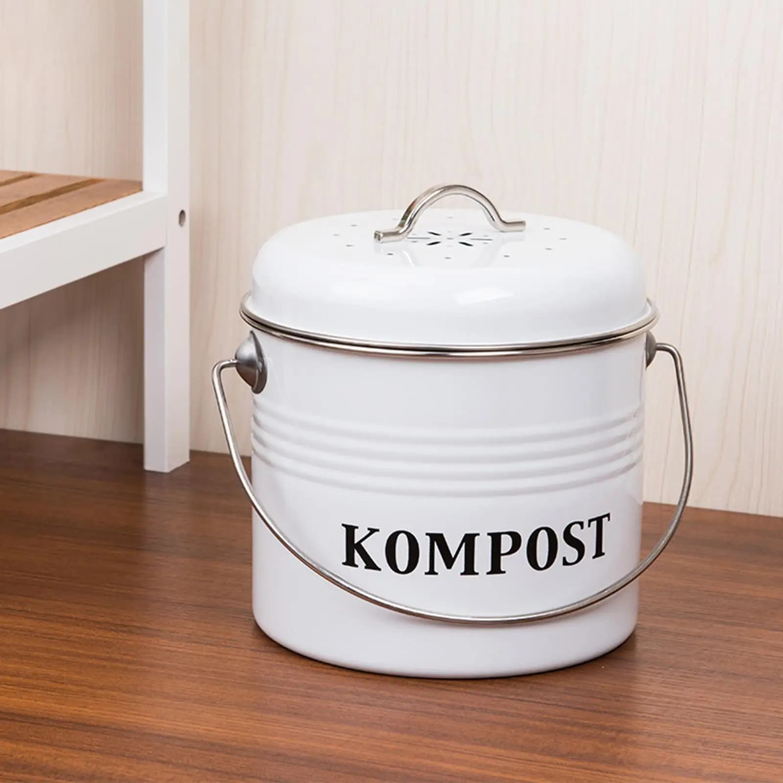 Contenitore per compost per scorza di residui vegetali per rifiuti alimentari con maniglia per il trasporto