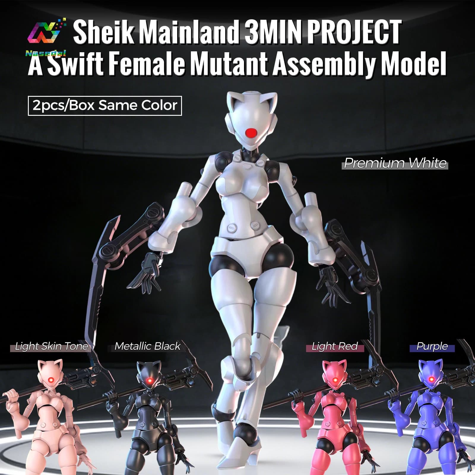 Sheik Mainland 3MIN PROJECT A Swift Female Mutant 2pcs/box 3.75 Inch Super Movable Assembly Model Action Figure Collectible DIY