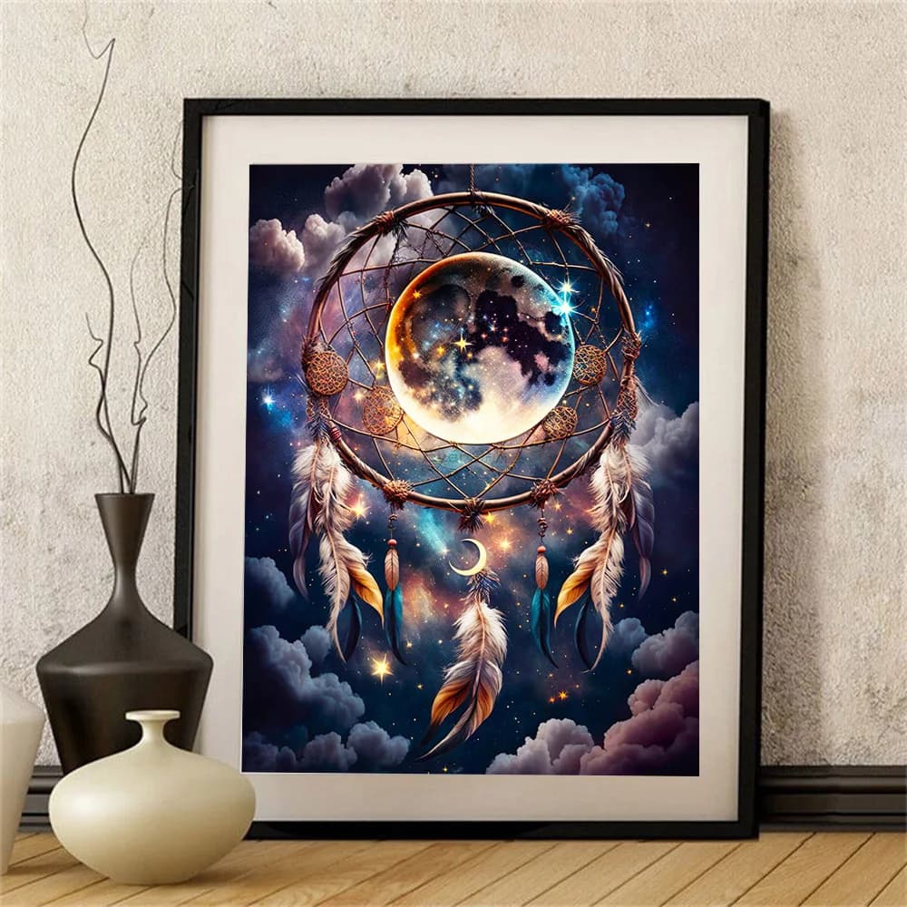 Diamond Embroidery Dream Catcher Painting Landscape Full Square Round 5D DIY Mosaic Feather Child Hobby