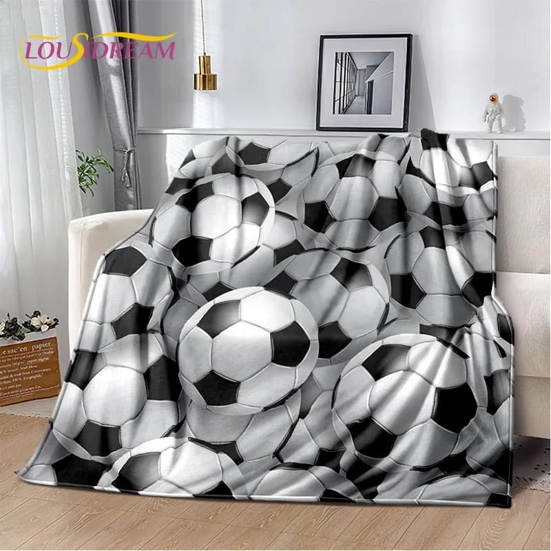Coperta morbida stile cartone animato sportivo da calcio sul campo da calcio, coperta morbida per la casa, camera da letto, divano letto, copertura da viaggio, regalo per bambini