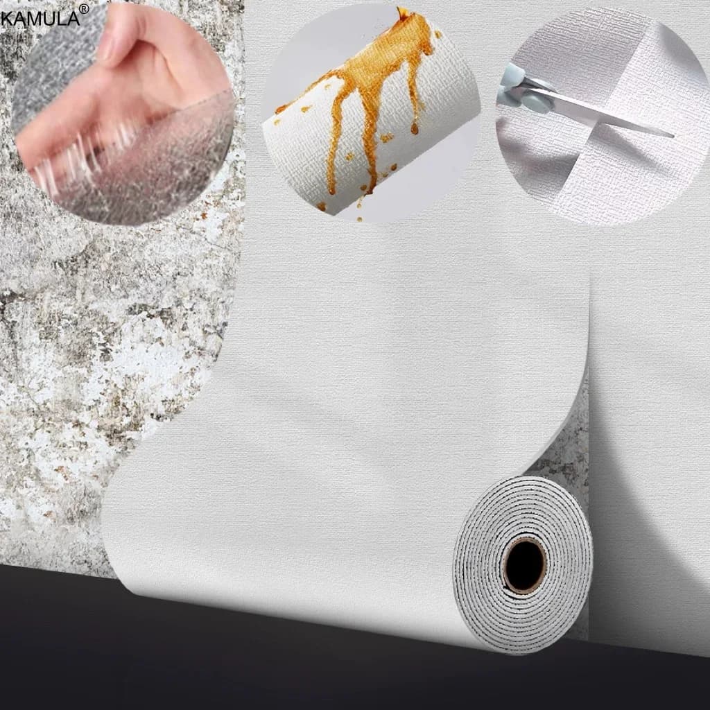 Adesivo Murale 3D in Lino, Carta da Parati Autoadesiva in PVC Colorata e Ispessita, Impermeabile, per Decorazione Pareti Domestiche