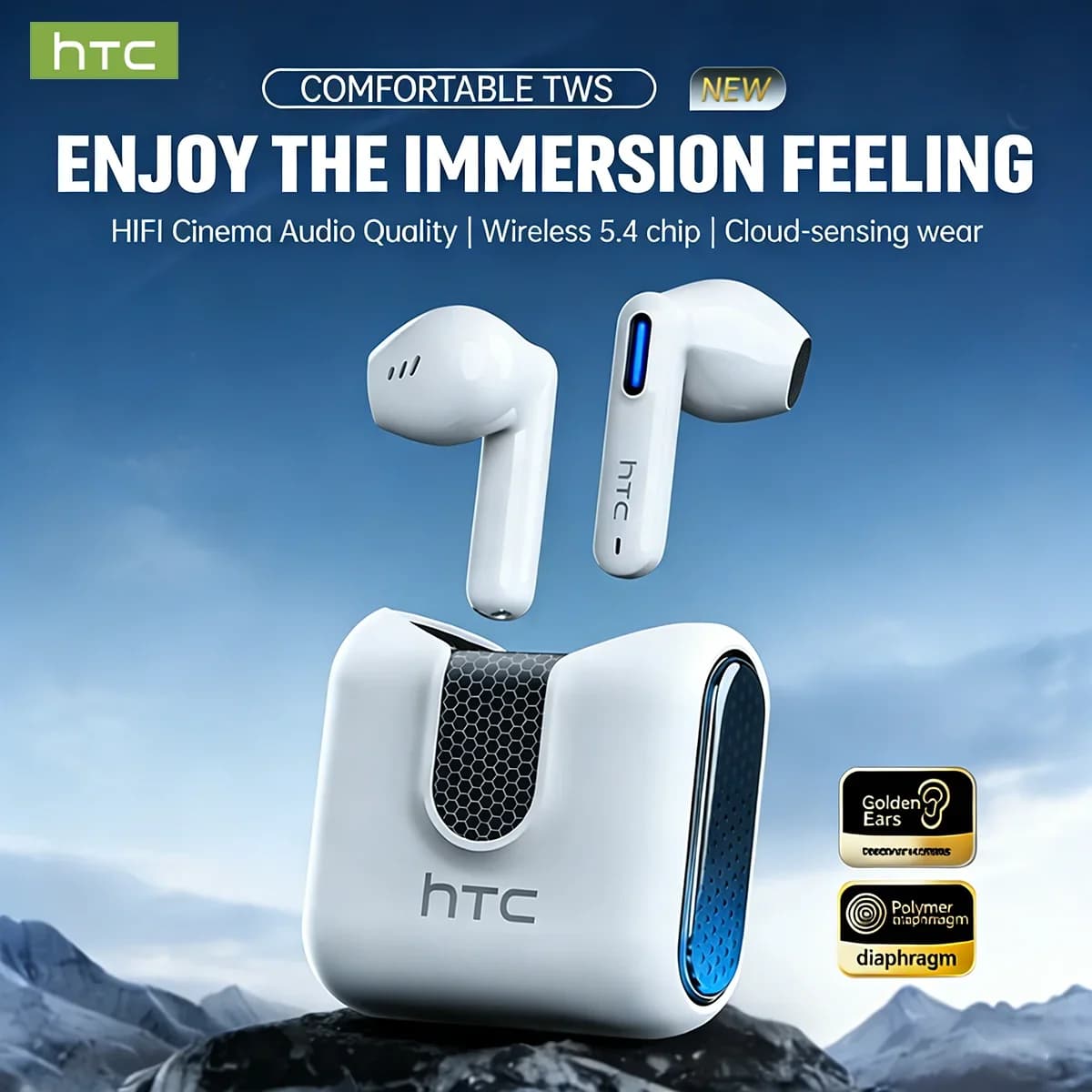 Auricolari Bluetooth HTC NE49 V6.0 TWS Cuffie wireless sportive Auricolari da gioco a latenza ultra bassa Lunga durata