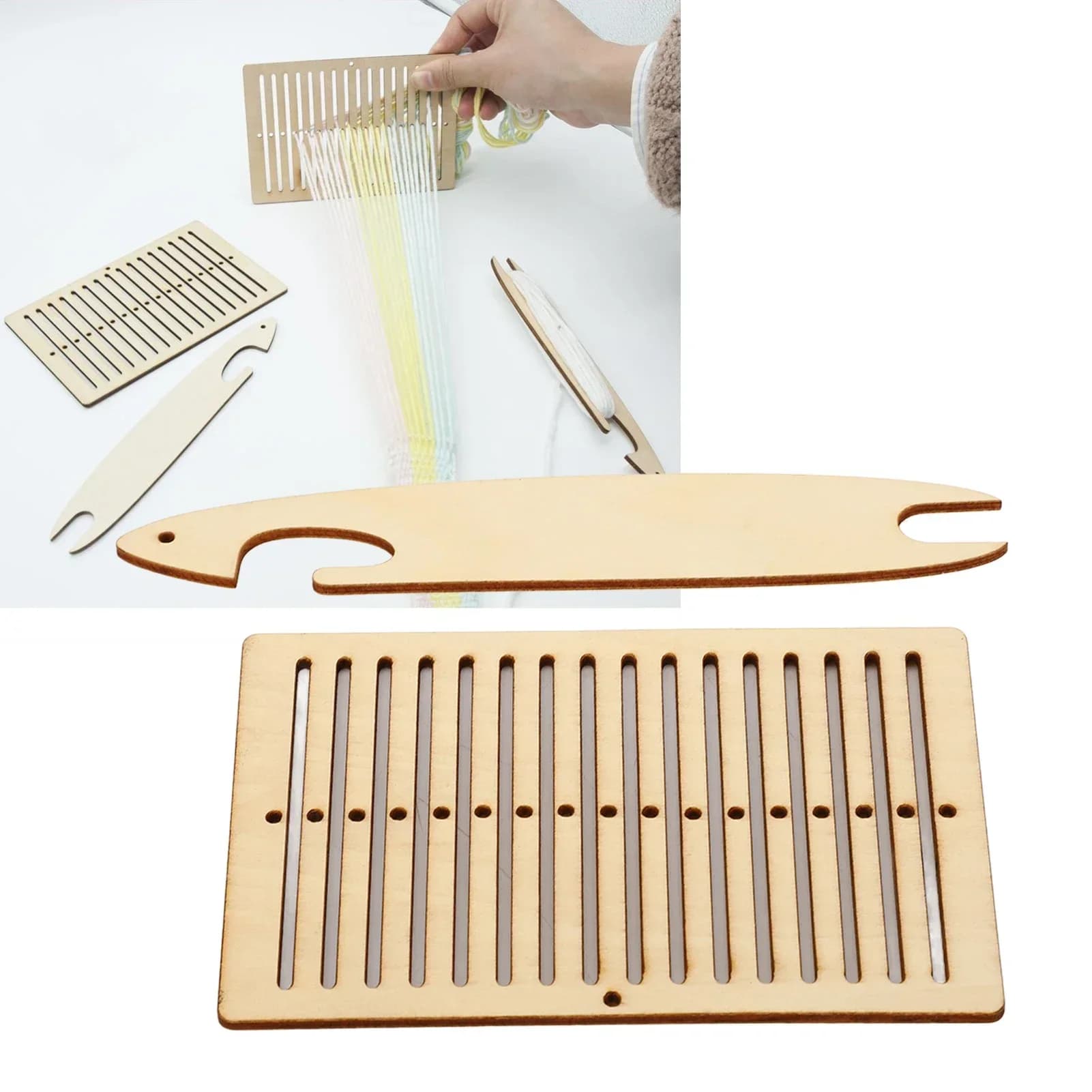 2Pcs Weaving Loom Kit Wooden Belt Weaving Loom Weaving Shuttle Tools Arts Crafts For Bracelet Bag Belt Camera Strap