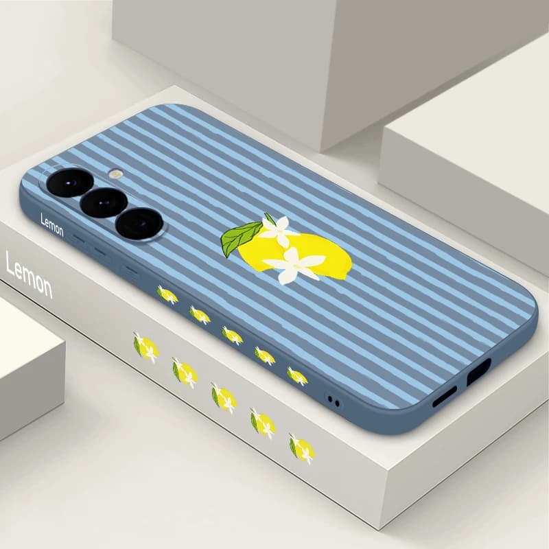 Soft Case in TPU with Righe and Limoni Printing for Samsung Galaxy S24 S25 FE S26 S25 S23 Ultra A17 A56 A55 A25 A15 A36 A54 5G