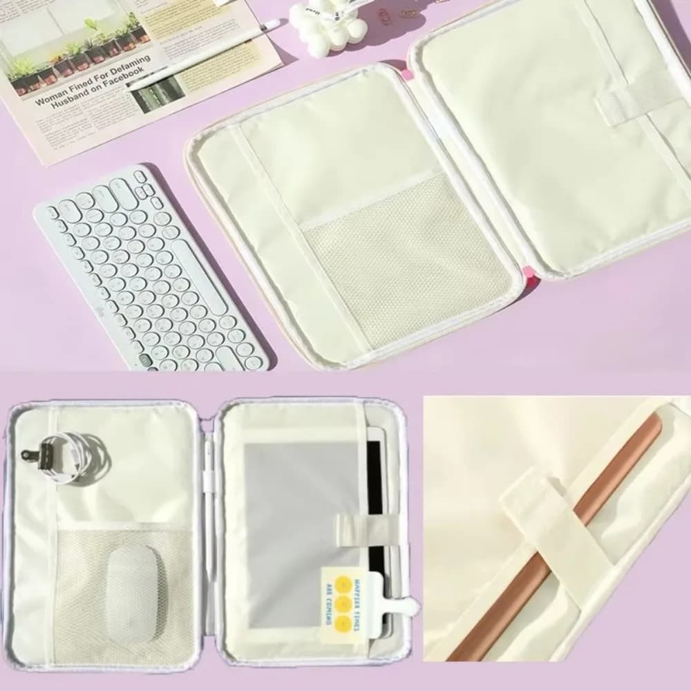 Borsa per Tablet da 11/13/14 Pollici, Custodia Morbida e Leggera per Laptop, Organizer per iPad Pro in Colori Macaron per Studenti