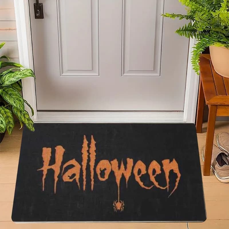 Spettrale Halloween Cartoon Antiscivolo Tappeto per interni Tappeto Tappetino per porta - Zucca Fantasma Pipistrello Strega Decorazione festosa per la casa Tappetino di benvenuto