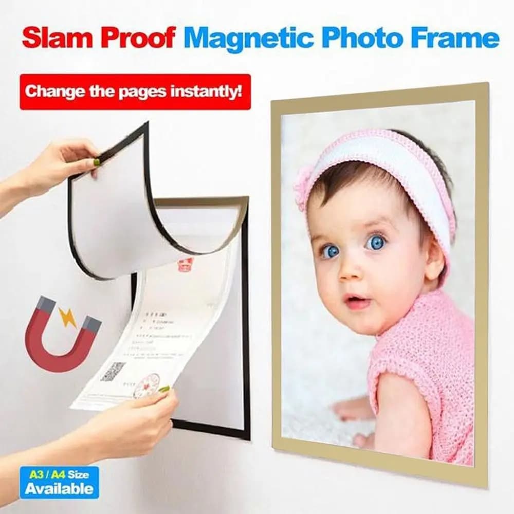 A3 A4 8.5x11inch Magnetic Photo Frame Self Adhesive Poster Certificate Artwork Magnetic Picture Frames Wall Home Decor