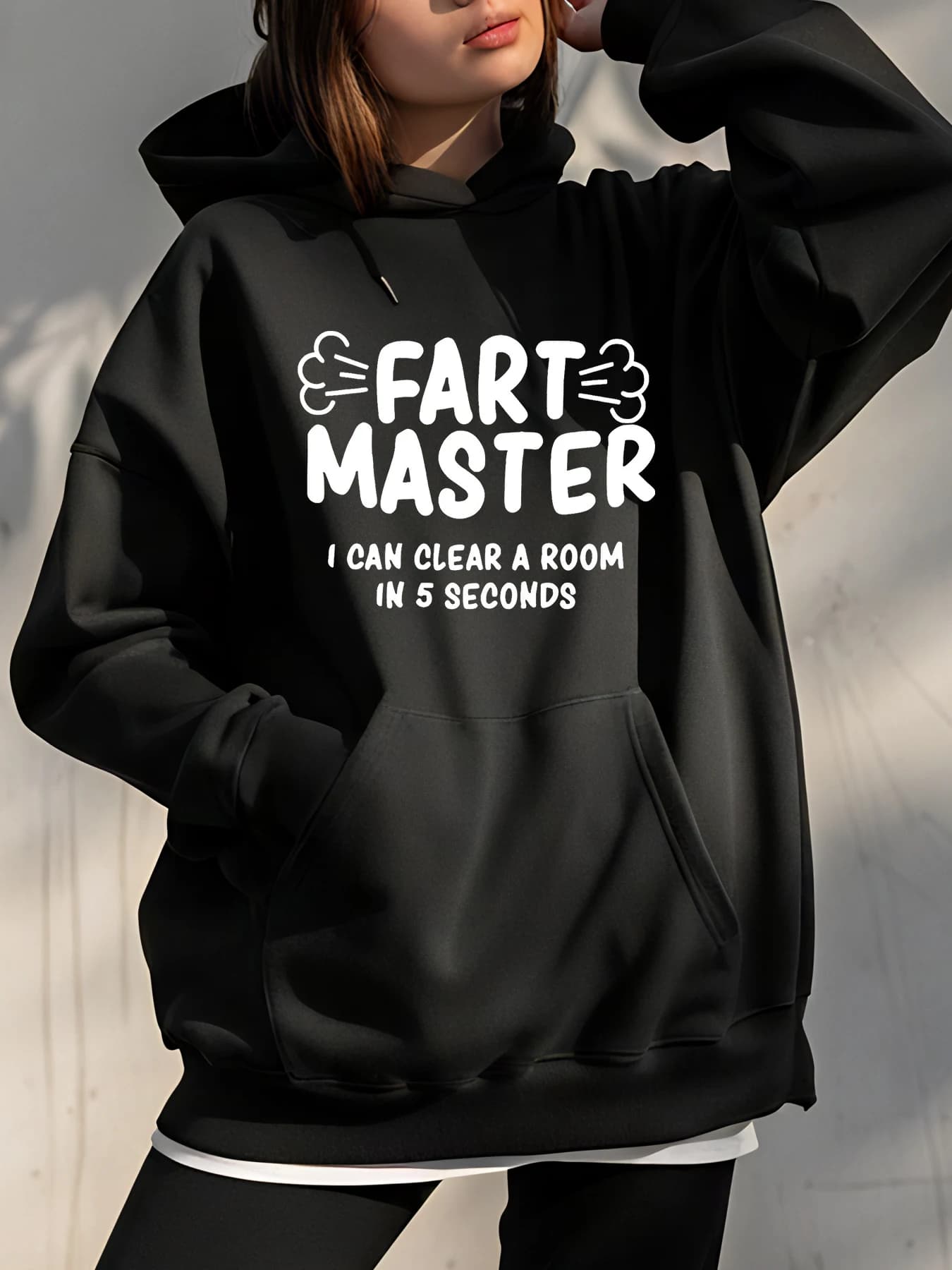 Felpa con cappuccio Fart Master Felpa unisex con stampa divertente Casual Streetwear per uomo donna