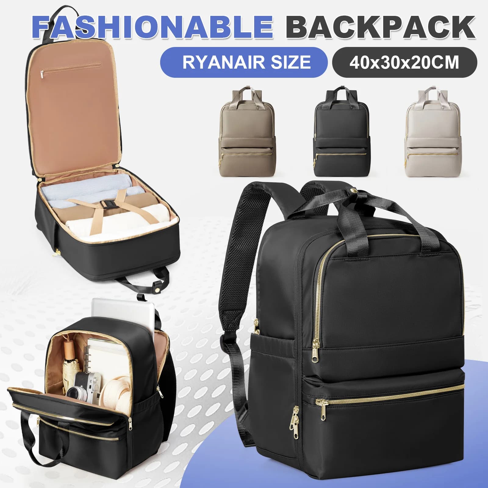 Travel backpack Ryanair 40x30x20, double shoulder bag, fashionable backpack, university backpack for girls, women's directional backpack