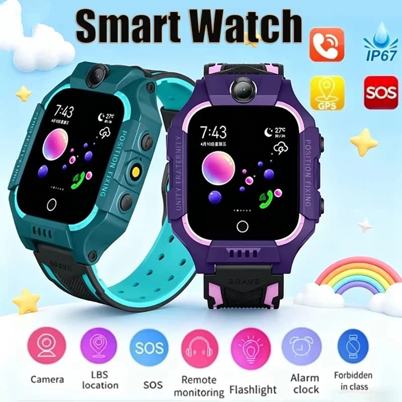 Q19 Smartwatch per bambini, chiamata SOS, localizzatore GPS, anti-smarrimento, fotocamera, touchscreen, impermeabile, orologio da polso per studenti