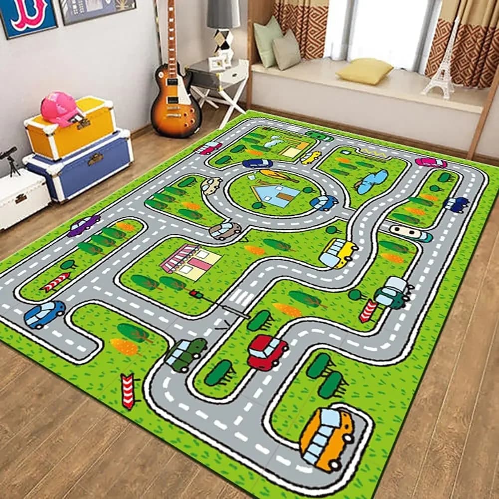 Tappeto per sala giochi per bambini, tappeti per traffico stradale e stradale Tappetino per giochi puzzle per bagno, soggiorno, cameretta dei bambini, arredamento per la camera da letto