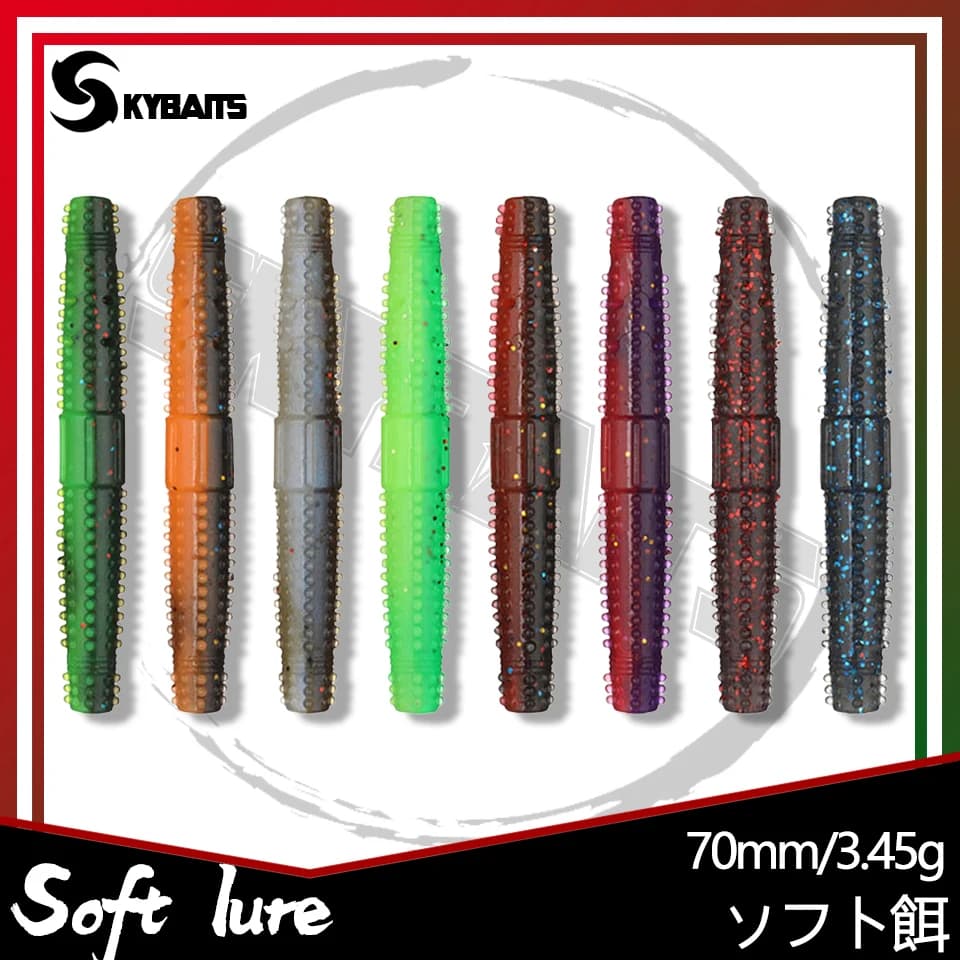 Loogdeel 8PCS 7cm/3.45g Tpr Ned Verme Grasso Verme Finesse Rig Galleggiante Swim Bait Stickbait Esche da pesca morbide Swimbait Bass Pike