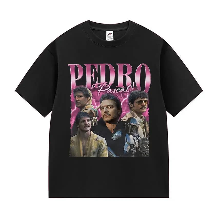 Pedro Pascal Women's Movie Pattern T-shirt Retro High Quality Fashion Clothing Suitable for Both Men and Women