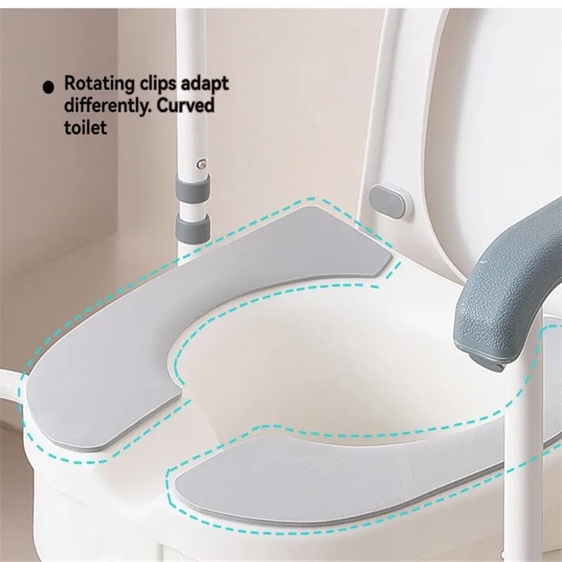Toilet safety railing with detachable lift seat, equipped with armrest and disability assistance device