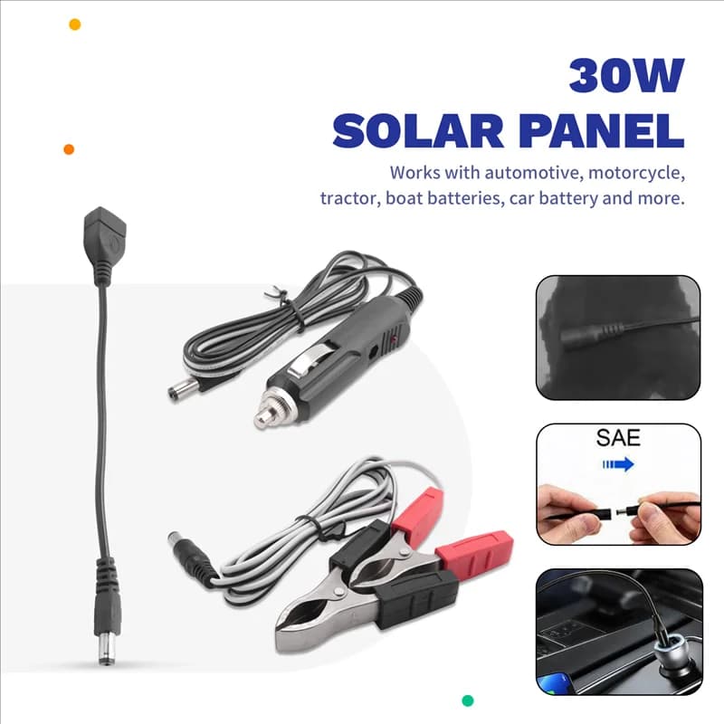 Nuovo! 12V 30W Car Boat Power Pannello solare Caricabatteria per auto Moto Trattore Barca RV
