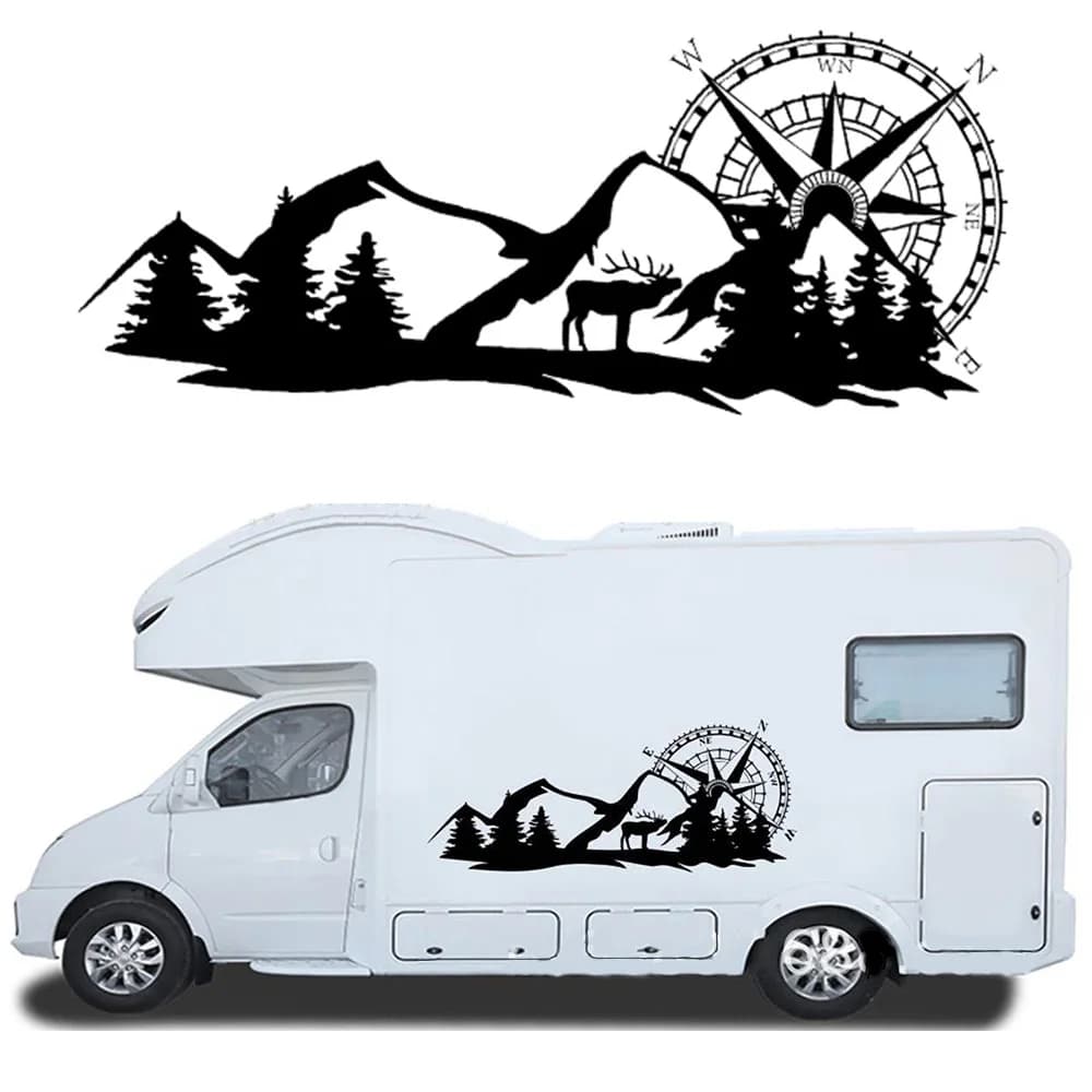 Foresta Montagna Grafica Adesivi Per Auto Per Camper Scatola di Cavalli Caravan Camper Camper Van Decorazione Del Corpo Decalcomanie In Vinile Accessori