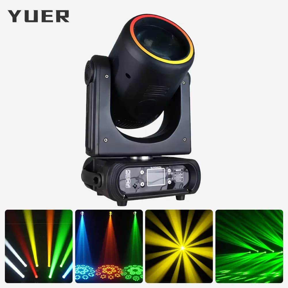 Faro LED a testa mobile da 250W con effetto Rainbow Ring Spot, 18 prismi, DMX512 per bar, club, spettacoli, matrimoni, DJ, discoteche e illuminazione scenica