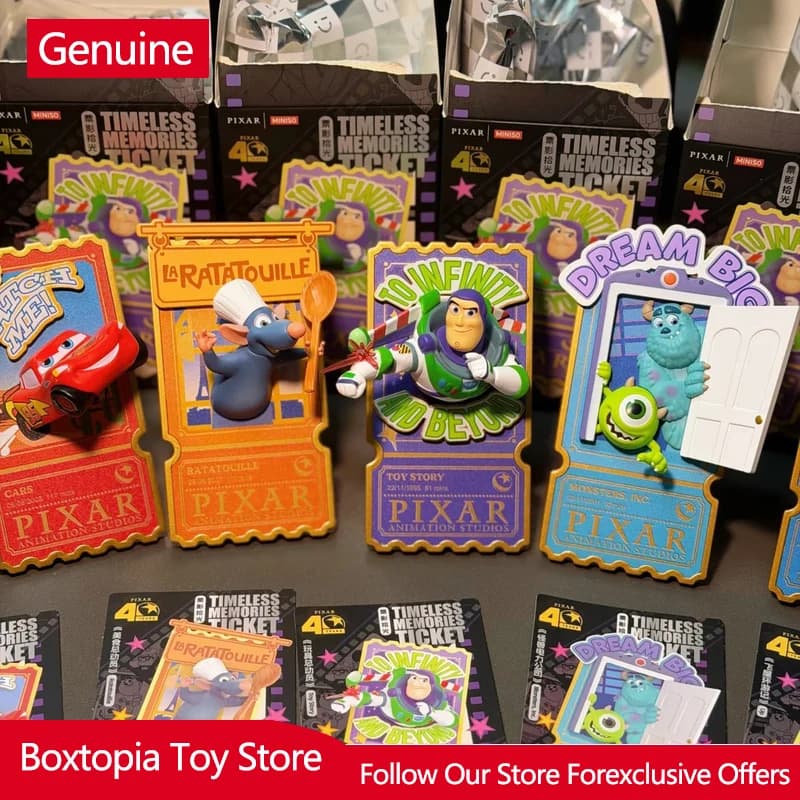 Genuine Pixar 40th Anniversary Timeless Memories Ticket Series Blind Box Mini Movie Figure Desktop Ornament Gift For Fans