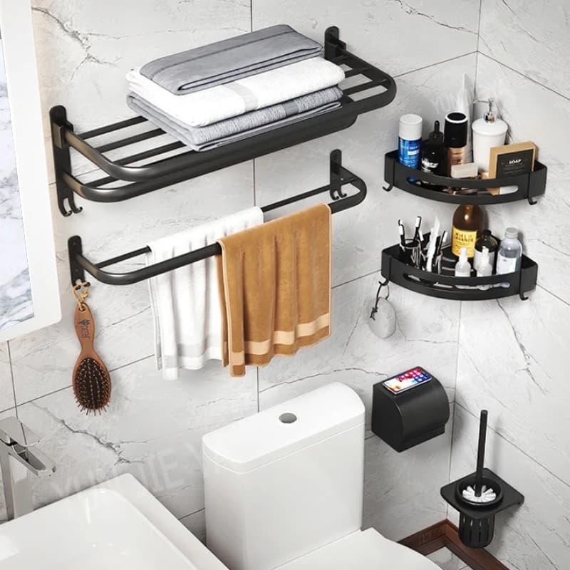 Portasciugamani hardware da bagno senza trapano con gancio portasciugamani a parete porta fazzoletti portaspazzolino per accessori per la casa