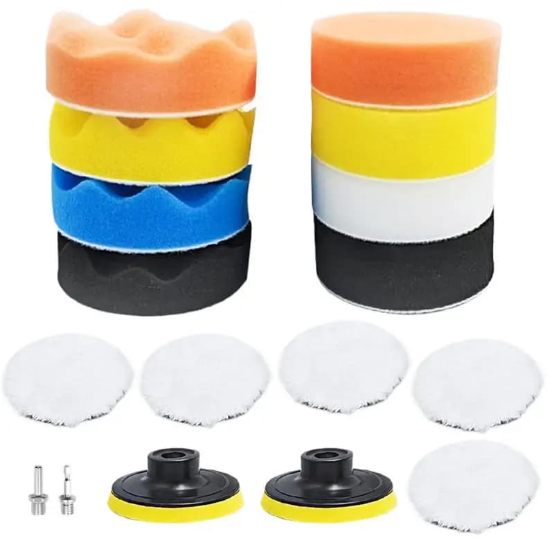 Kit tampone per lucidatura per auto Tamponi per lucidatura per auto con adattatore per trapano Tamponi per ceratura per auto Set di tamponi per lucidatura in spugna e lana per lucidatrice per auto