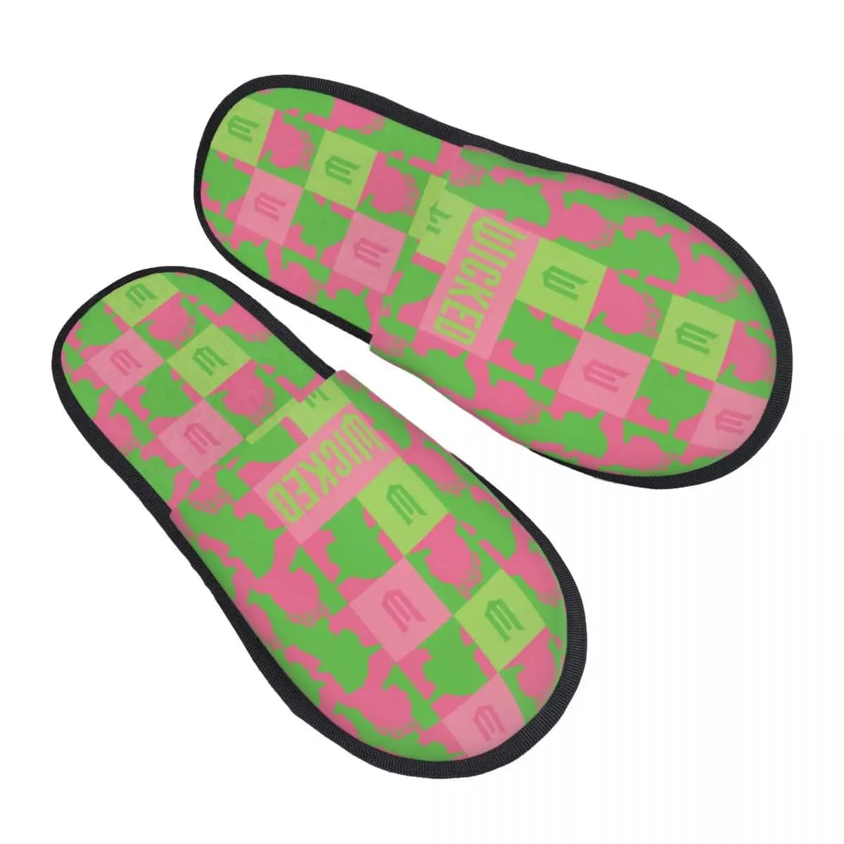 Wicked For Good Winter House Slippers Pink Green Cozy fur slippers for home Non-slip slides