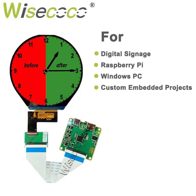3.4 inch round display 800x800 350 nit MIPI controller board for Windows PC Raspberry pi Smart Home Digital signalling