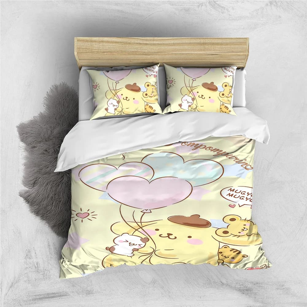 Set Copripiumino Pompompurin, Stile Casa, Morbido Cotone, Set da Letto 3 Pezzi, Regalo per Dormitorio Studentesco