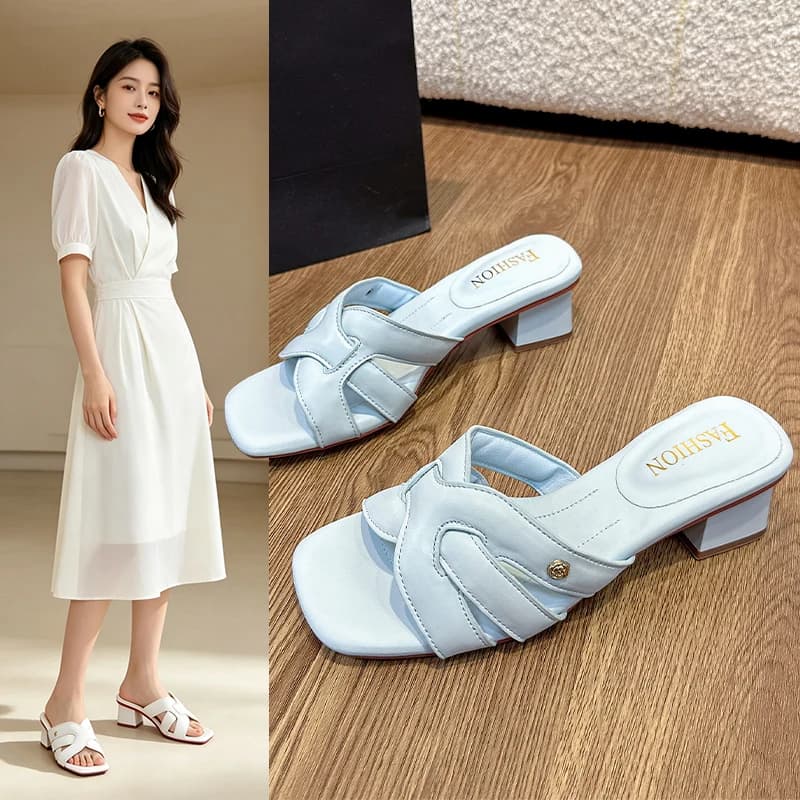 Luxury Designer Women Slippers Mid-heel New FASHION SHOW Comfortable Women's Sandals Casual Bottom Summer Girls Shoes