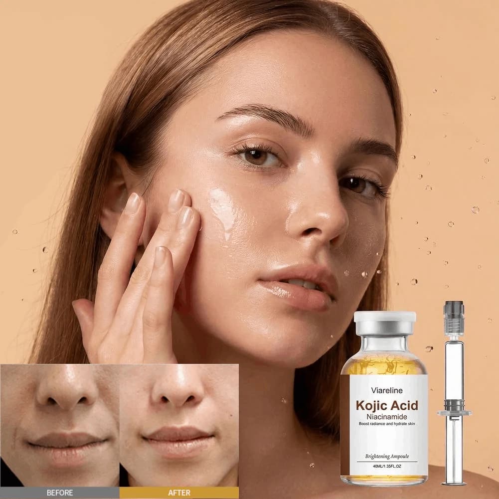 Siero Viso all'Acido Kojico e Nicotinamide, Essenza Idratante al Collagene, Illumina il Tono della Pelle e Uniforma la Texture