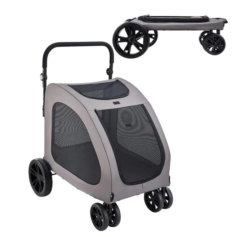 4-Wheel Pet Stroller for Dogs Up to 160lbs Portable Carrier
