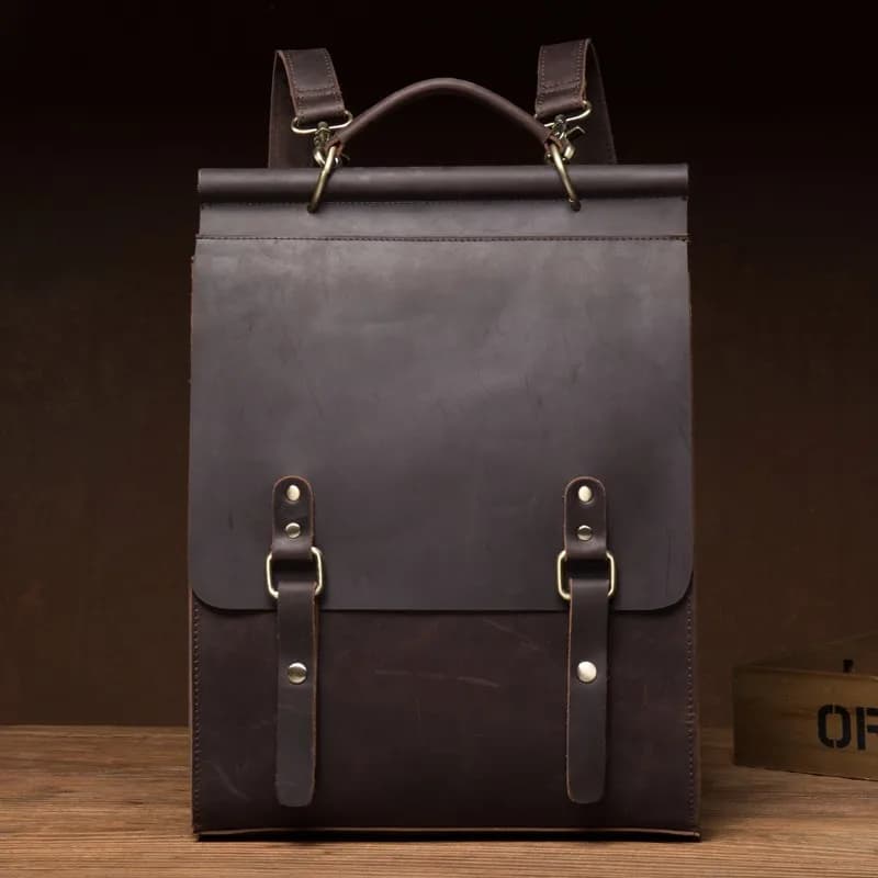 Pelle di cavallo pazzo, pelle bovina, zaini alla moda in vera pelle per uomo, borse da scuola, zaini casual da esterno