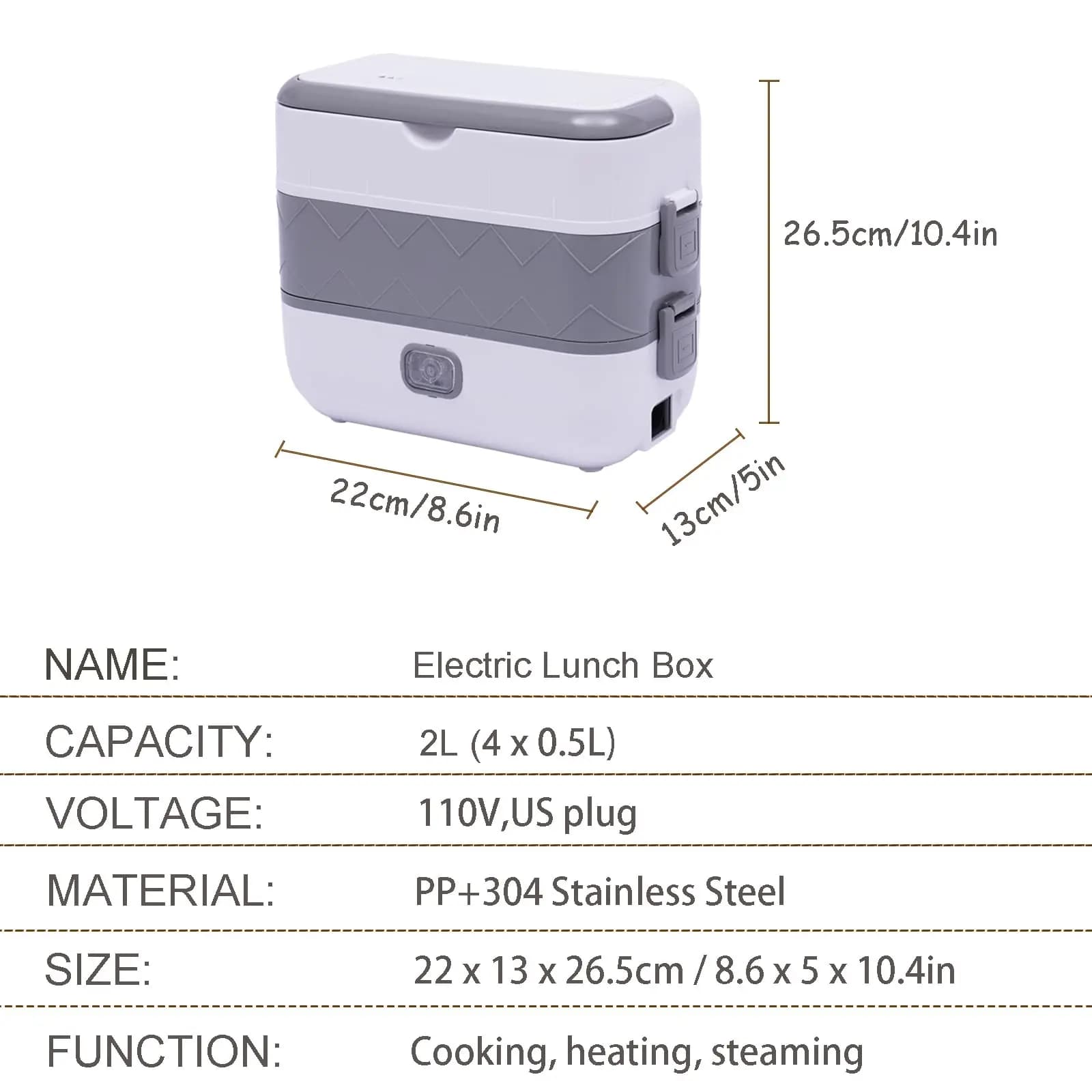 Lunch Box elettrico, scatola per il pranzo Bento riscaldante elettrica portatile da 2 litri, mini scaldavivande multifunzionale